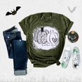 thumbnail image 2 of T-shirts Citrouille d'Automne pour Femmes, Amusants, à Manches Courtes, Graphiques d'Halloween, Décontractés, pour Fête, Hauts, 2 of 6