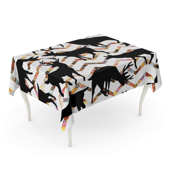 LADDKE Watercolor with Deer Geometric Antler Collection Cute Forest Graphic Tablecloth Table Desk Cover Home Party Decor 60x84 inch