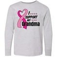 thumbnail image 3 of Inktastic Breast Cancer Awareness I Support My Grandma Pink Ribbon Long Sleeve Youth T-Shirt, 3 of 5