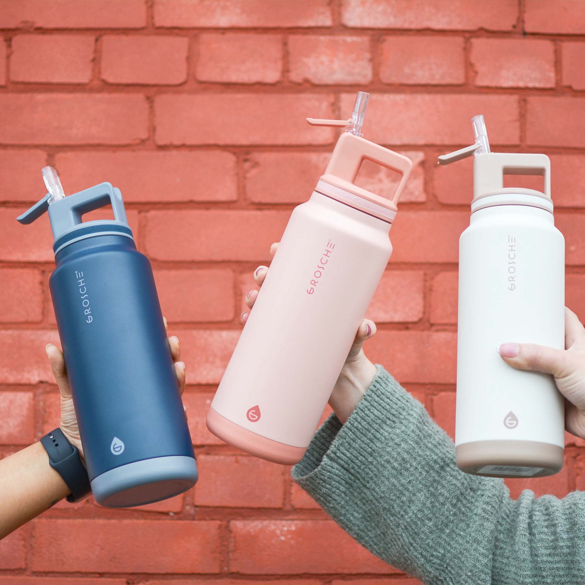 GROSCHE ALPINE Flip n' Sip 40oz Insulated Water Bottle - Stainless Steel triple insulated vaccuum, Leakproof Flask with Straw lid- Perfect for Gym, Travel & Outdoor use Extreme insulation