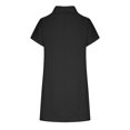 thumbnail image 5 of QUYUON Women Summer Tunic Dress Mini Short Linen Dress Casual High Neck Short Sleeve T-Shirt Dress Beach Sundress Solid Color T Shirt Vintage Dresses Style D-209 Black L, 5 of 6