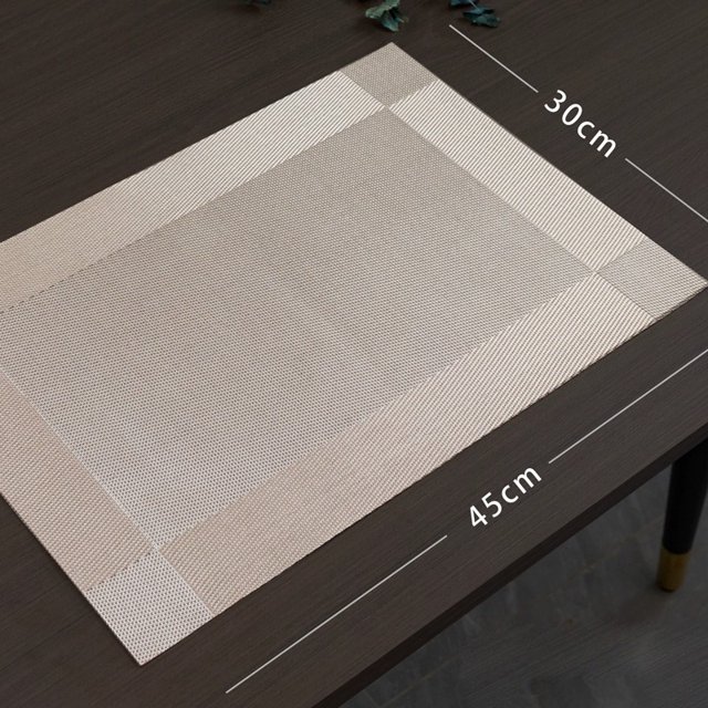 Xiao Hua 6 manteles individuales lavables, color champán, 30 x 45 cm, de PVC, fáciles de limpiar, duraderos para mesa de comedor, cocina y decoración del hogar.