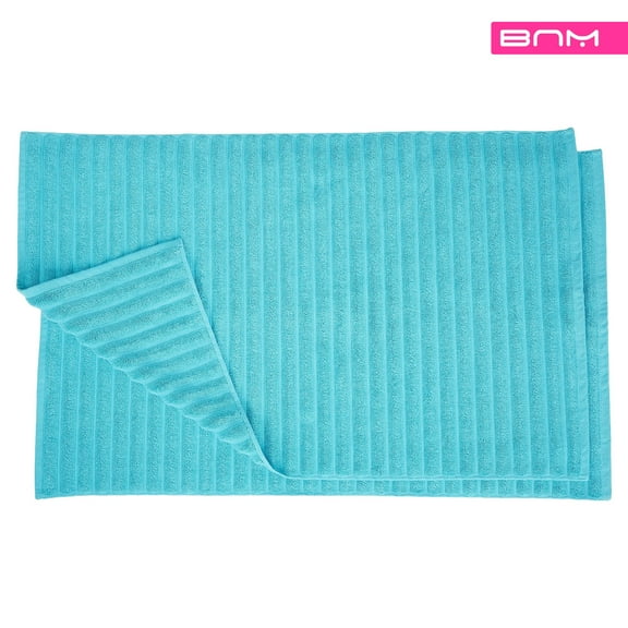 Lined 100% Combed Cotton Bath Mats Set for Bathroom 2 Piece, Turquoise
