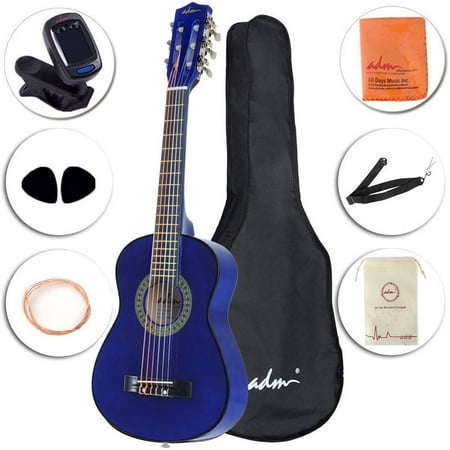 ADM Beginner Classical Guitar 30 Inch Student Guitar Bundle Kit with Gig Bag, Tuner, Strings, Strap, and Picks,