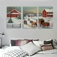 thumbnail image 3 of JEUXUS  Christmas Tree Farm Wall Art, Country Winter Scene with Red Barn, Charming Decorations, Premium Gallery Wrapped Canvas Decor, Ready to Hang, 12''x16''X3 Panels, 3 of 4