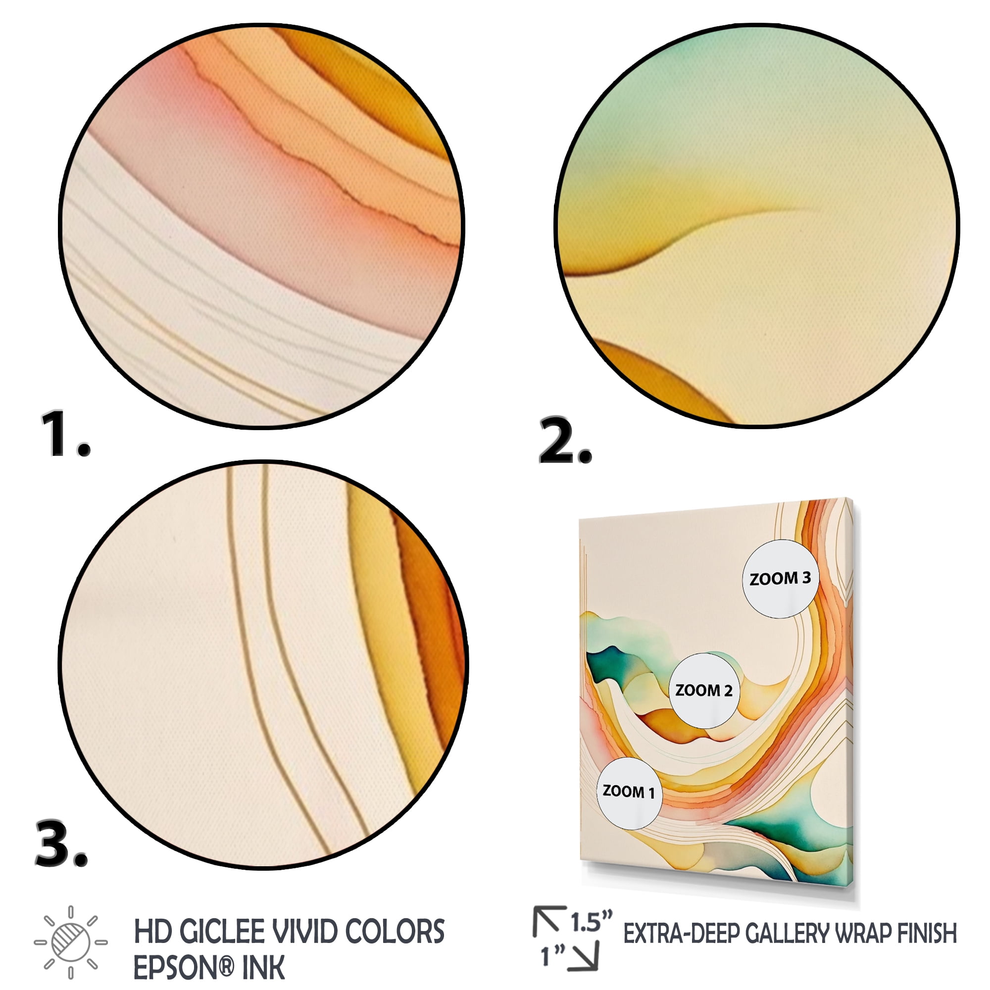 Designart Multi-Color Abstract Waves IV Canvas Wall Art