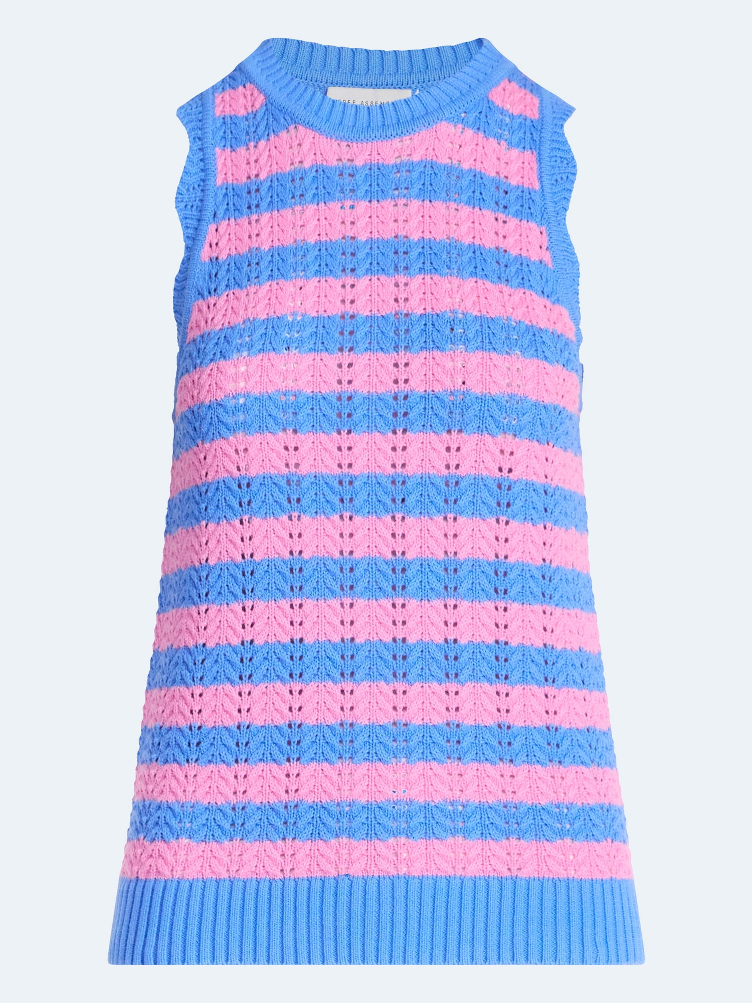 Free Assembly Women's Crochet Cotton Racerback Tank Top, Lightweight, Sizes XS-XXL