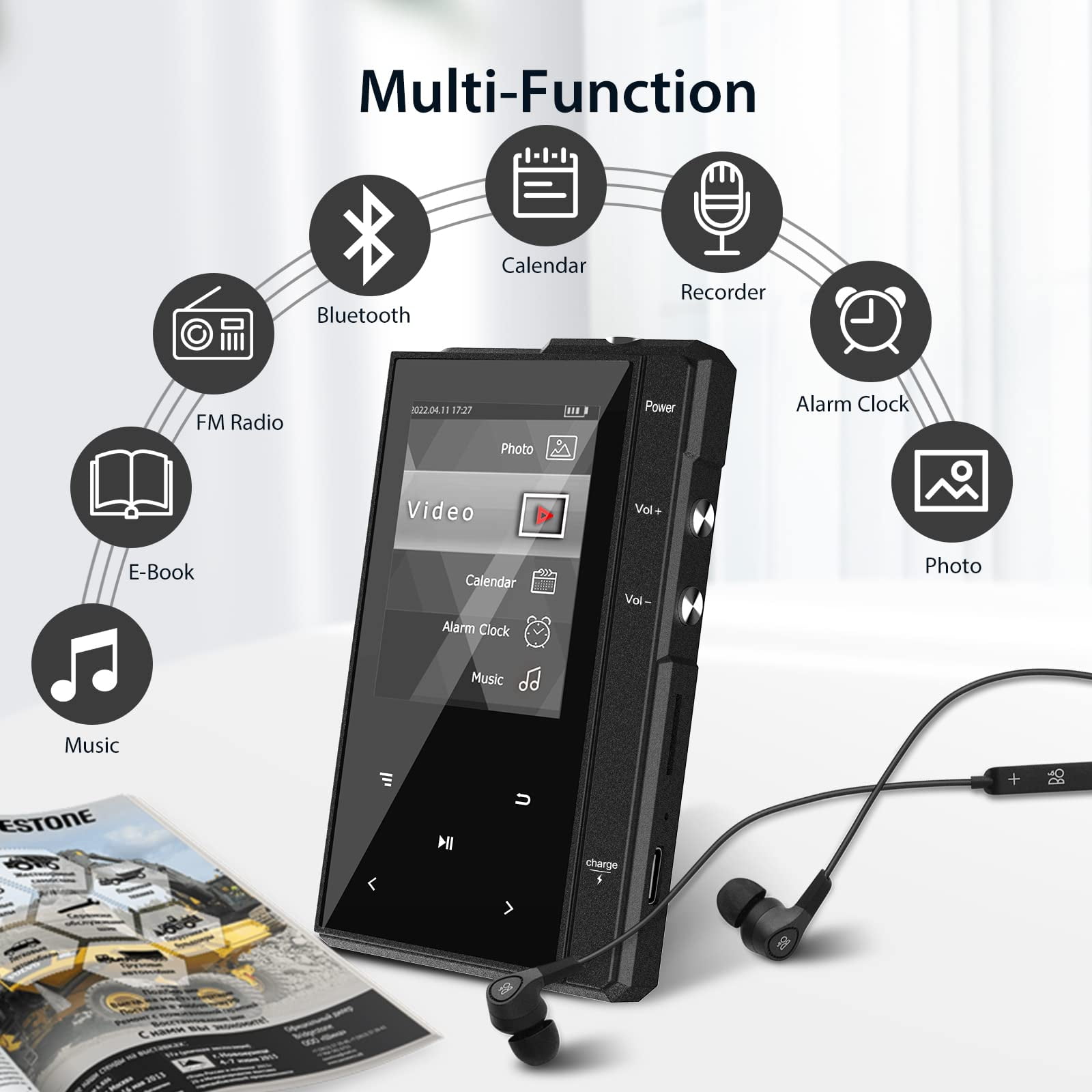 Lecteur MP3 Bluetooth 5.0 Phinistec Z6 - 96Go Avec Haut-parleur Et écran LCD - Neuf