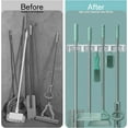 thumbnail image 4 of 2 pack Mop & Broom Holder Wall Mounted Metal Tool Storage Organizer Rack, Silver, 4 Slots & 5 Hooks, 4 of 7