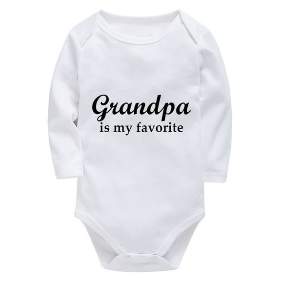 Grandpa Is My Favorite Baby Going Home Outfit Boy Long Sleeve Unixex Baby Outfits White 9 Month Boy Romper