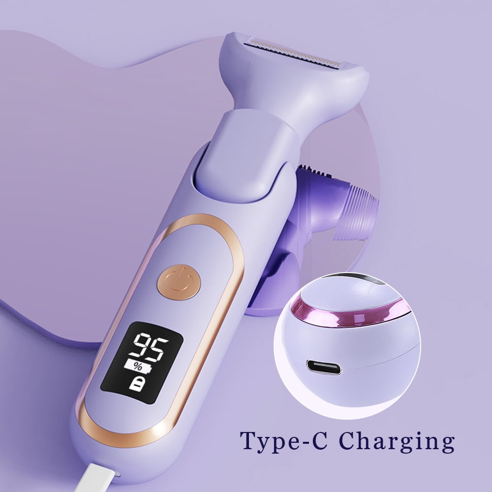 Electric Razor for Women,Facial Hair Removal for Women,5-in-1 Multi-Function Women's Hair Removal Trimmer,Facial Hair Trimmer for Women,Cordless Waterproof Bikini Trimmer Shaver Razor Purple