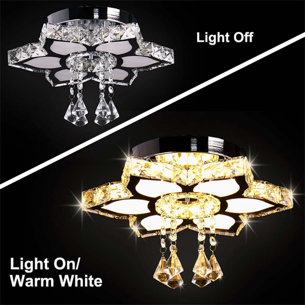 FRIXCHUR Crystal Chandelier Modern LED Flower Crystal Ceiling Light Flush Mount Chandeliers for Bedrooms Living Room Dining Room Hallway Closet (Warm White )