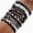 Silver Pyramid Studs, variant on 4 Pcs Punk Rock Leather Studded Bracelets for Men Women 80s Gothic Spike Cuff Bracelet Set Emo Accessories