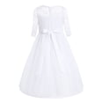 thumbnail image 2 of Moggemol Half Sleeves Formal Gowns and Evening Dresses for Kids Flower Girl Dress Wedding Bridesmaid White 10, 2 of 6