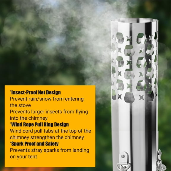 Towallmark Large Portable Camping Wood Stove – Stainless Steel Hot Tent Stove with 5 Chimney Pipes & Carry Bag for BBQ, Heating, Boiling, and Cooking Outdoors