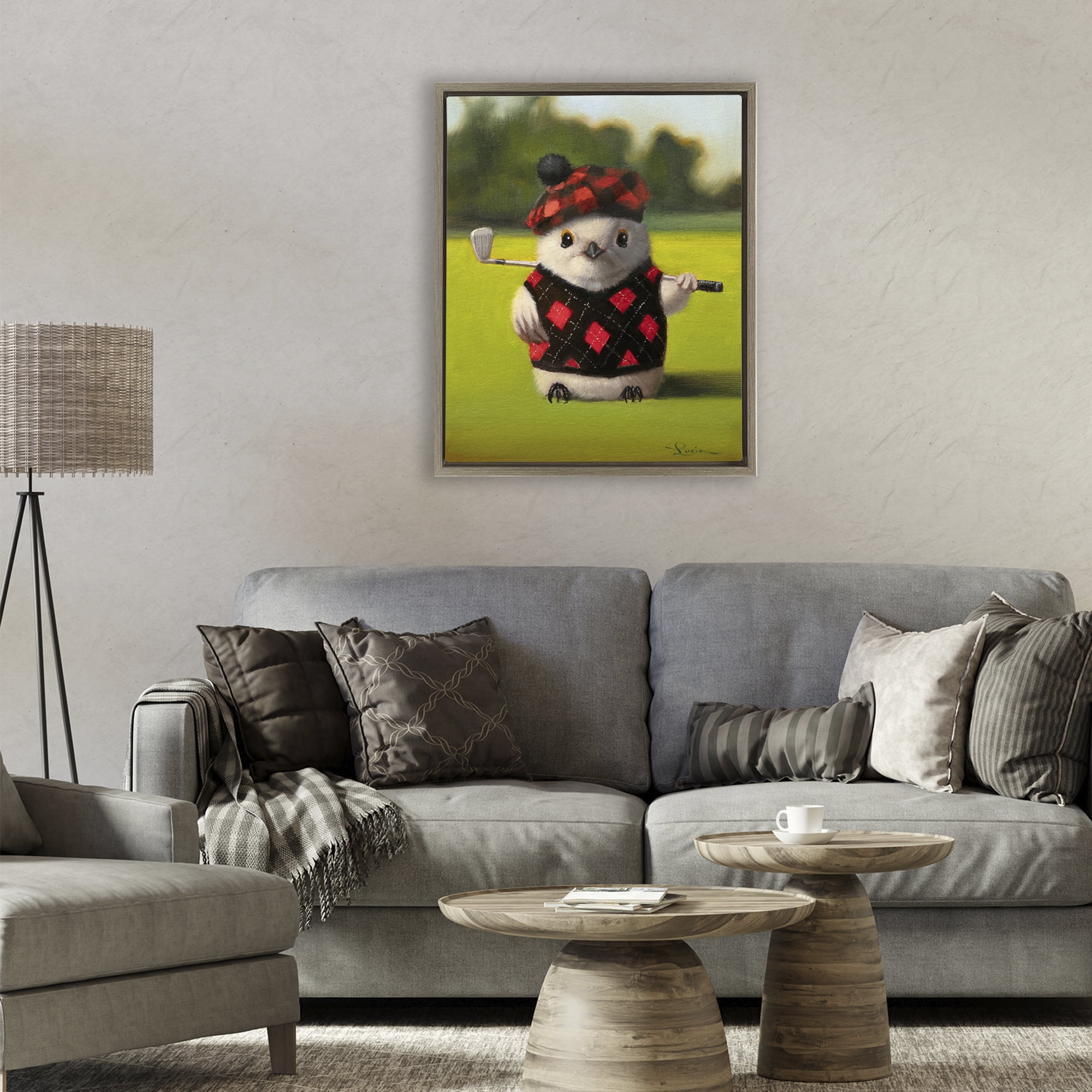 Stupell Industries Birdie Golf Swing Brown Framed Floater Canvas Wall Art, design by Lucia Heffernan