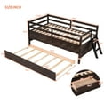thumbnail image 7 of Twin Size Loft Bed, Modern Multi-Function Solid Wood Low Bed Frame with Safety Fence, Climbing Ladder, Storage Drawers and Trundle, Low Loft Bed Frame for Kids, Teens Bedroom, Espresso, 7 of 7
