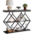 thumbnail image 1 of Industrial 3-Tier Entryway Table with Diamond-Shaped Metal Frame - Console Sofa Table with Open Shelves for Hallway & Foyer, 1 of 6