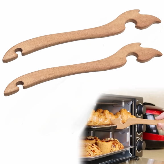 Trianu 2Pcs Oven Rack Puller, Wood Oven Rack Push Pull Tool, Prevent Scalding, Pull out Hot Racks Safely for Kitchen Oven, Air Fryer