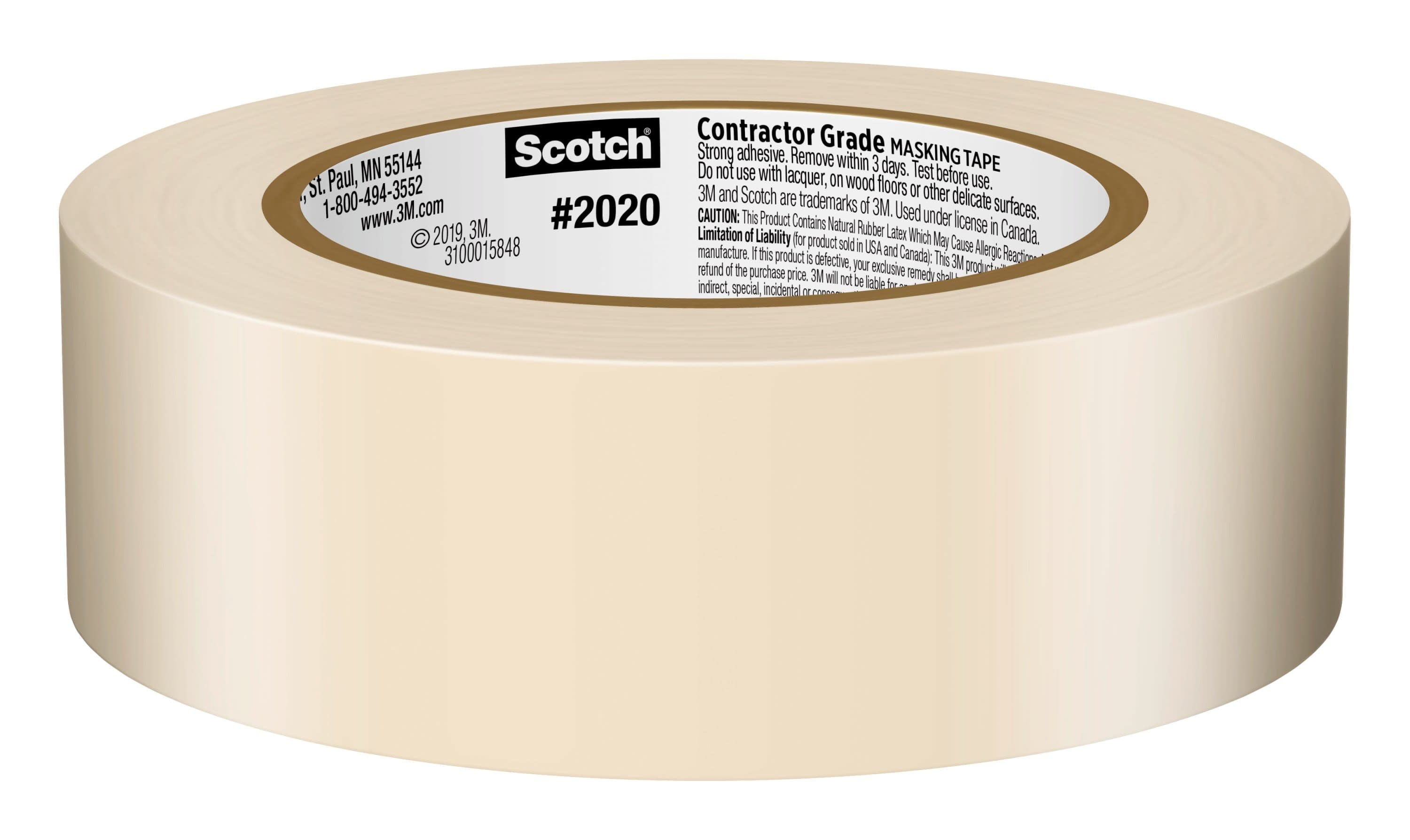 4-Pack 3M 2020 Scotch Masking Tape for Production Painting 1.41-Inch x 60.1-Yard 