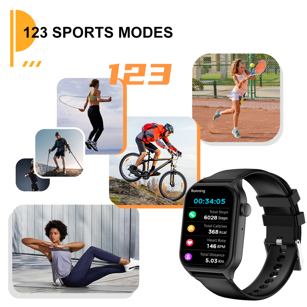 Smart Watches for Women, 4.6CM'' Outdoor Digital Fitness Watch with Multi-Function for Fitness, Daily Use, Compatible with IOS & Android-Pink
