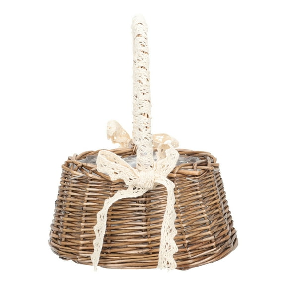 QUMONIN Rattan Easter Basket with Lace for Gifts and Storage