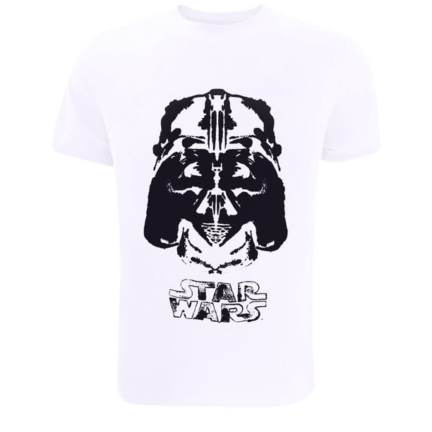 Star Wars - Camiseta de Darth Vader Texto para Hombre (Blanco)