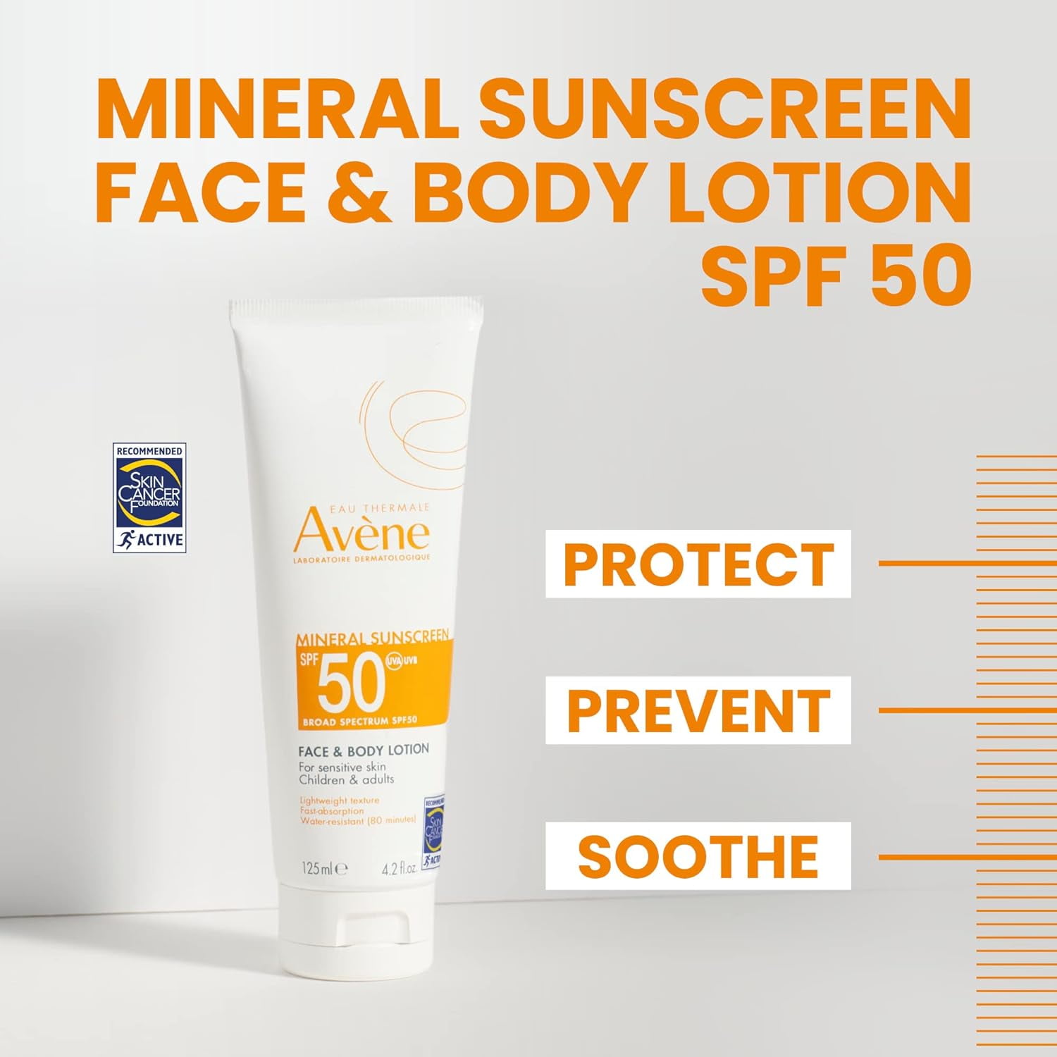 Avene Mineral Sunscreen SPF 50 Face and Body Lotion - Broad Spectrum SPF & Antioxidant Protection - Face & Body Sunscreen, 4.2 fl oz