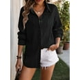 thumbnail image 6 of Womens Button Down Shirts Long Sleeve Dress Shirt Textured Collared Work Blouse Dressy Casual Tops Black S, 6 of 7