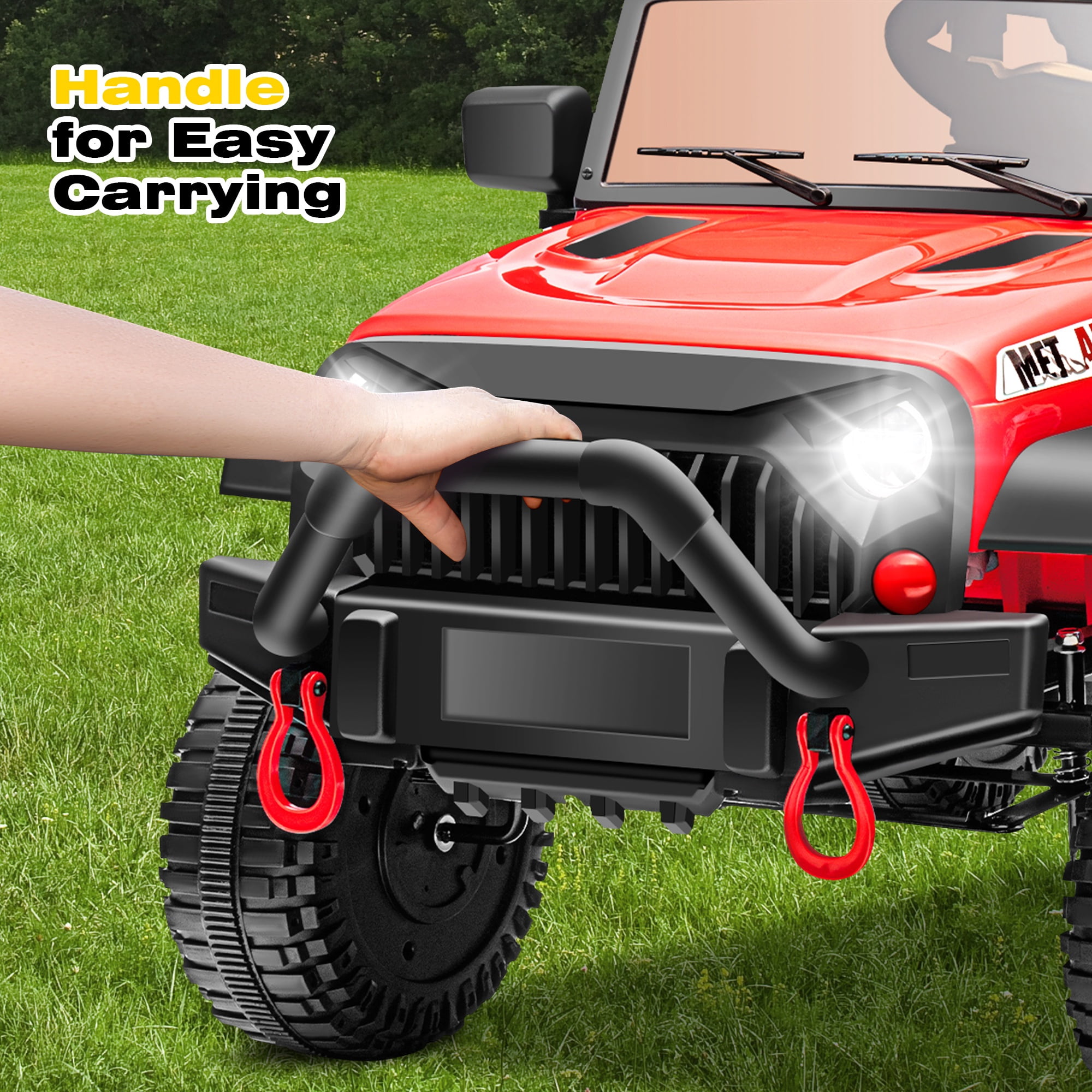 24V Kids Ride on Truck Car, Battery Powered Ride on Car with Remote Control, Electric Vehicle Car for Boys Girls Aged 3-6, Ride on Toy w/Bluetooth, Lights, 4 Wheelers, Gift for Kids Tollder, Red