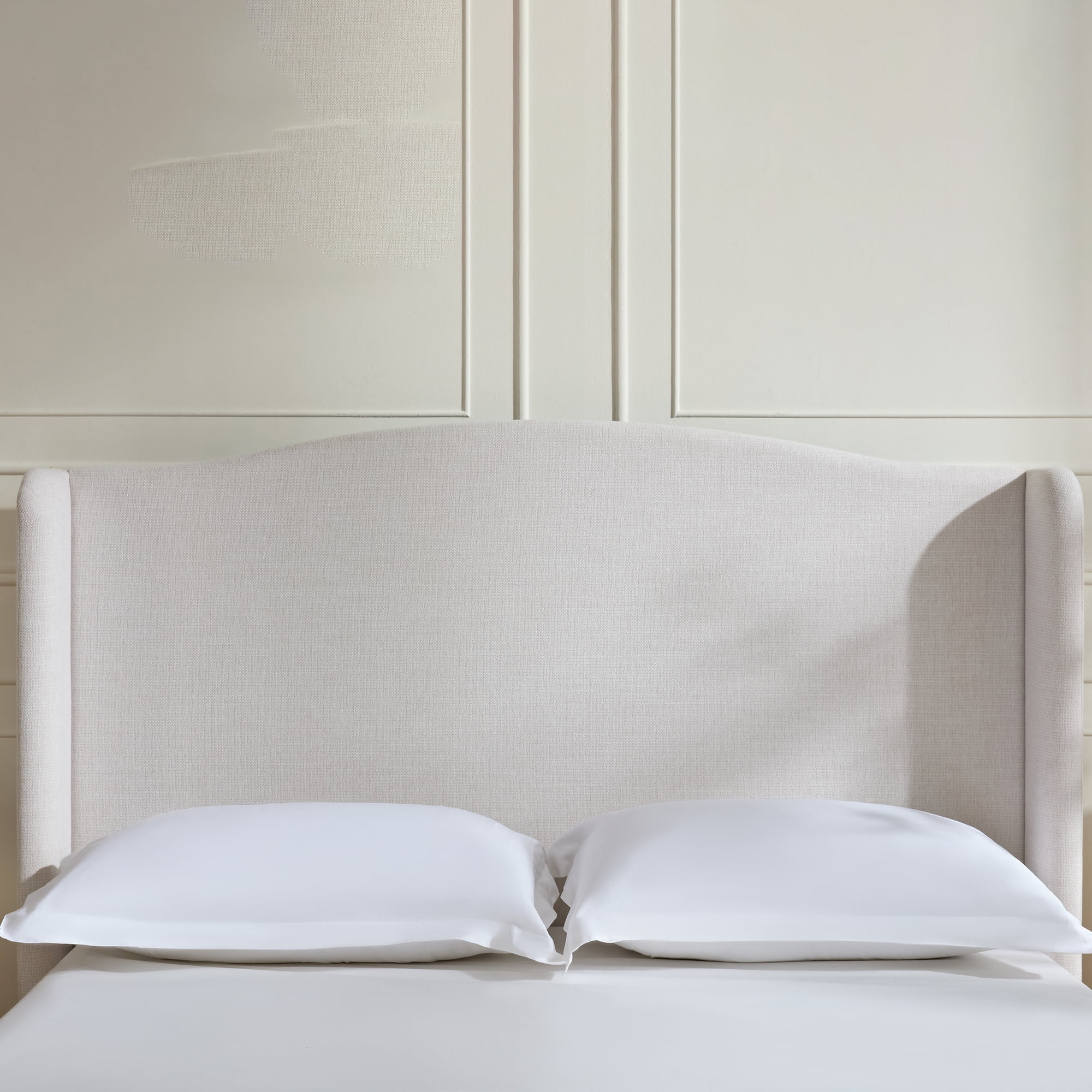 Miniyam 54" High King Size Upholstered Bed with Wingback Headboard for Adult, Ivory White