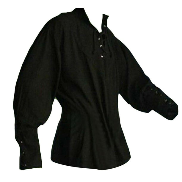 Camisa medieval vintage de manga larga para hombre: poliéster, para el día a día/estar por casa, diseño moderno, tallas M-XXXL