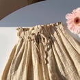 thumbnail image 4 of PiGOGI Girls Summer Wide Leg Pants, Elastic Waist Loose Casual Trousers for Toddlers, Lightweight Breathable Pull-On Pants Khaki 10-11Years, 4 of 5