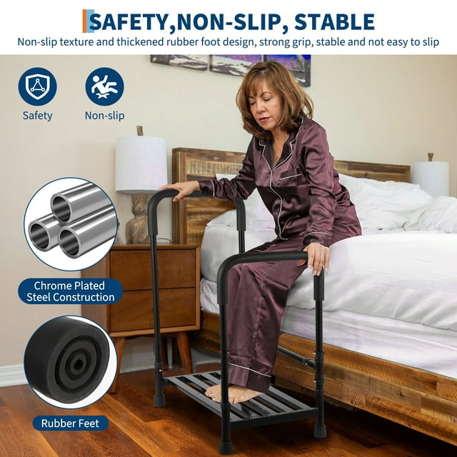 Kojooin Dual Step Stool, Heavy Duty Foot Stool Ladder for Bedside, Kitchen, Car, RV or Bathtub