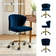 thumbnail image 6 of Velvet Swivel Task Office Chair, Tina's Home Adjustable Rolling Tufted Back Metal Leg Teen Navy, 6 of 9