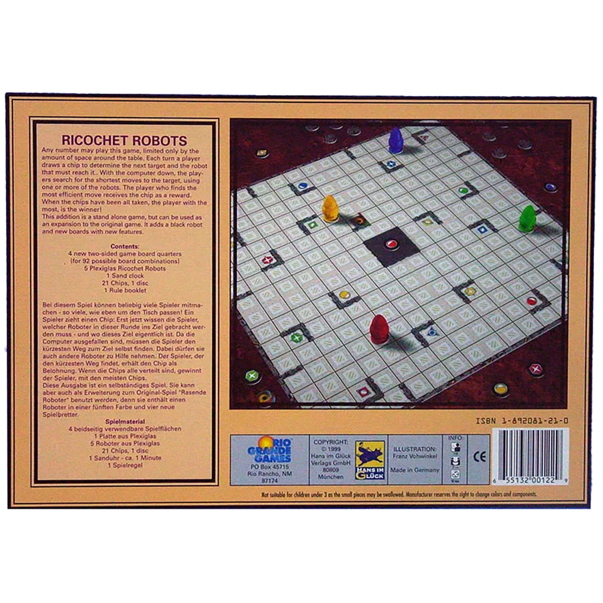 Rio Grande Games: Ricochet Robots - Abstract Strategy Board Game, Moving Robots, Find The Shortest Route, Party Game, Ages 14+, 1-100 Players