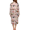 thumbnail image 2 of Yuyamidu Chicken Long Robes for Women Flower Mid-Length with Zipper Pink Crewneck Bathrobe Elegant Sleep Nightgown Breathable Long Sleeve Sleepwear Gowns Size S, 2 of 7