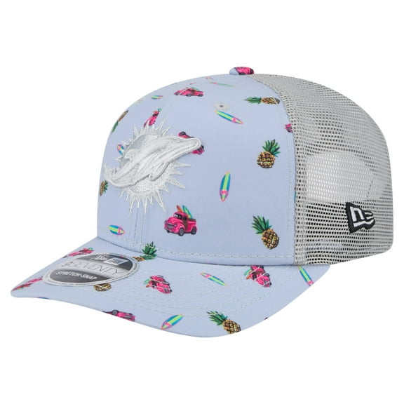 Men's-New Era Light Blue Miami Dolphins Adventure Surfboard 9SEVENTY Adjustable Hat