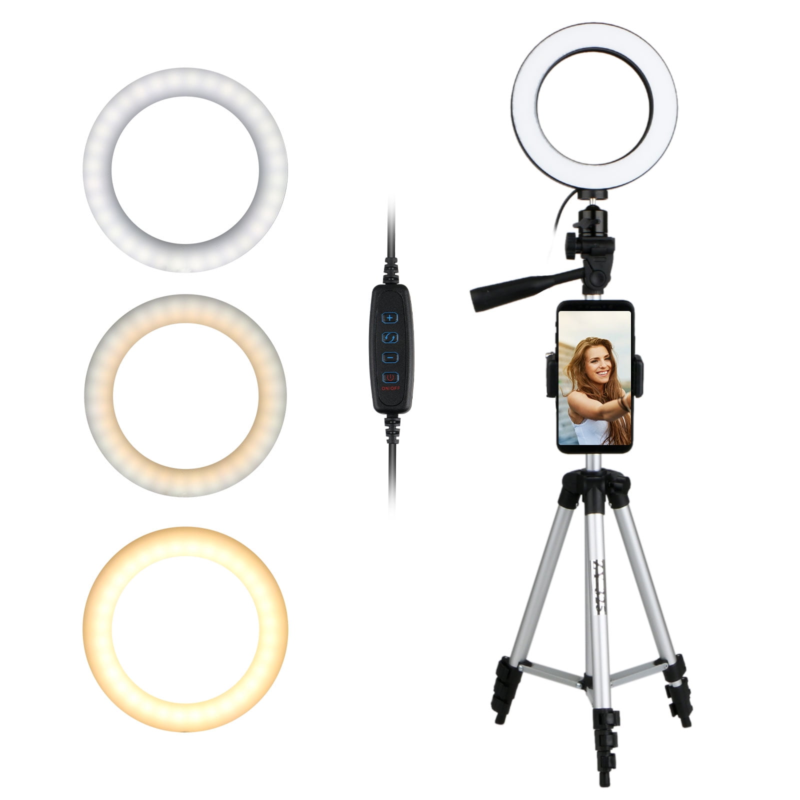 JION 14-Inch Self-Timer Ring Light with Tripod Stand and Phone Holder for Live//Makeup Mini Led Camera Ring Light for YouTube Video//Photography Compatible with iPhone Xs Max Xr Android
