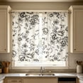 thumbnail image 6 of huayou 2 Pack Printed Kitchen Tier Curtains, 27.56x47.24 Inch Black Sketch Floral Pattern Short Window Curtains, for Indoor Kitchen Farmhouse Home Window Decor, 6 of 7