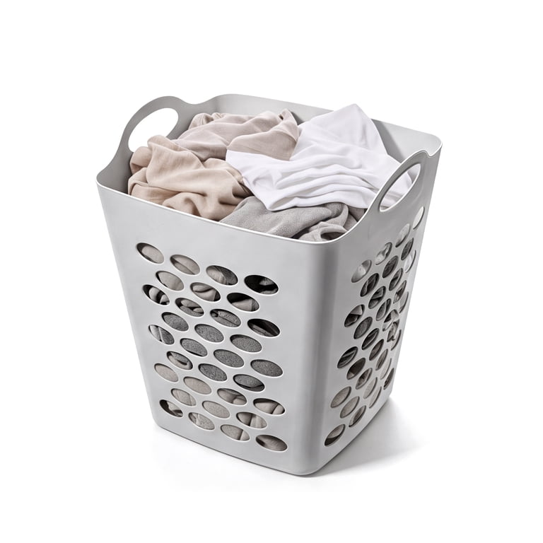 Mainstays Flexible Square Laundry Hamper in Soft Silver, 16.5x16