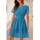 thumbnail image 3 of Vestido PRETTYGARDEN 2025 de verano con cuello en V y volantes de encaje en L - Azul, 3 of 8