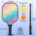 thumbnail image 4 of Pickleball Paddles Set Of 2, Fiberglass Surface, Vibrant Rainbow Print, 4 Balls & Bag, 4 of 5