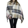thumbnail image 6 of StylesILove Women Ultra Soft Plaid Poncho with Coconut Buttons Sweater Pullover Cardigan Warm Wrap Topper, 6 of 7