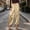 Beige, variant on Ayolanni Solid Pants for Women Tapered Straight High Waist Jogger Pants Beige Drawstring Loose Stretch Casual Trousers with Pockets L