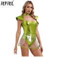 thumbnail image 2 of Disfraz de cosplay de Space Alien Parade para mujer, braguitas recortadas con manga voladora, parte inferior con falda de PVC, mono de Carnaval de Halloween, 2 of 5