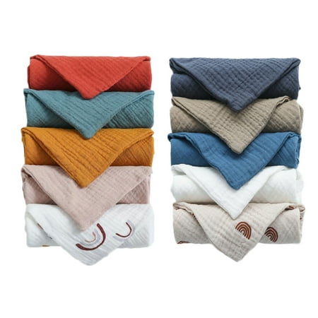 

10Pcs Baby Square Towels Infants Wash Hand Face Towel Handkerchief Feeding Bib Burp Cloth Soft Crepe Muslin Saliva Towel