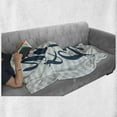 thumbnail image 6 of Beach Saying Soft Flannel Fleece Throw Blanket, You Me and the Sea Text on Wavy Background, Cozy Plush for Indoor and Outdoor Use, 50" x 70", Teal Dark Blue, by Ambesonne, 6 of 6