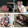 thumbnail image 3 of for Samsung Galaxy S21 FE Premium PU Leather Back Case, Multiple Card Slots Design, Double Magnetic Clasp Study Kickstand RFID Blocking Classic Phone Cover for Samsung Galaxy S21 FE, Winered, 3 of 9