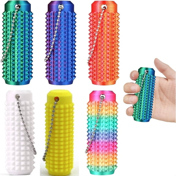 6PCS Pain Fidget Toys,Portable Stim Tool,Pain Stim Fidget,Little Spiky Sensory Pain Stim Keychain with Roller,Spiky Grippie Stim Keychain for Anxiety Relief,Novelty Gifts for Adults&Teens.
